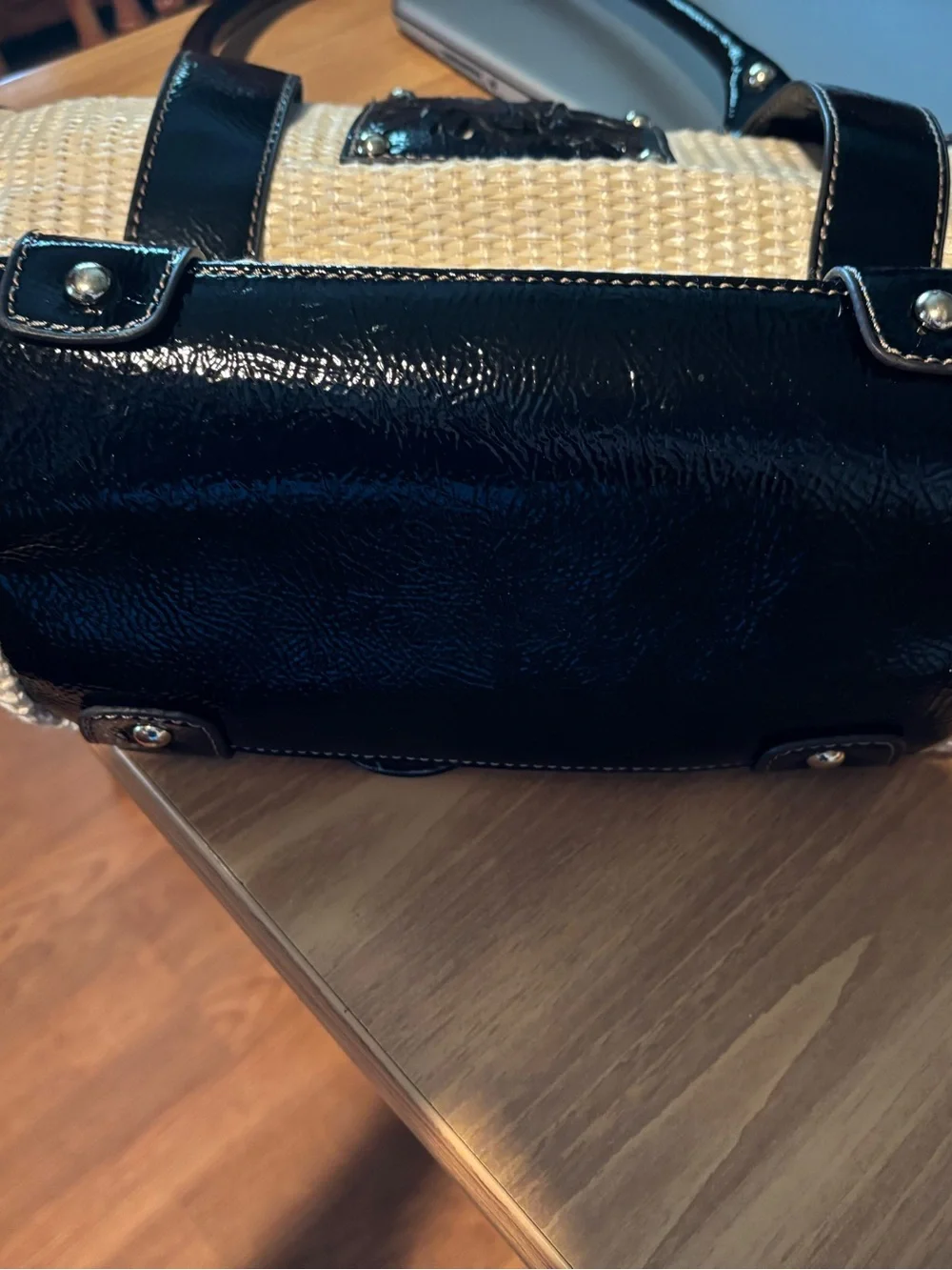 Black and Cream  Anne Klein Woven Tote Handbag - Stylish Everyday Carry